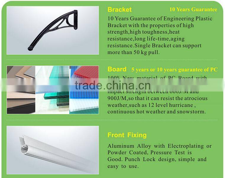 4mm-10mm uv smoked ribbed pc sheet for carport canopy