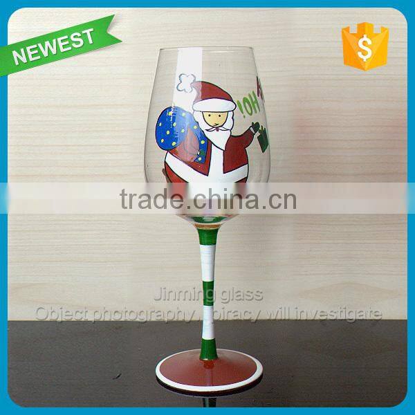 Hot sale red wine glass with colorful logo wholesale