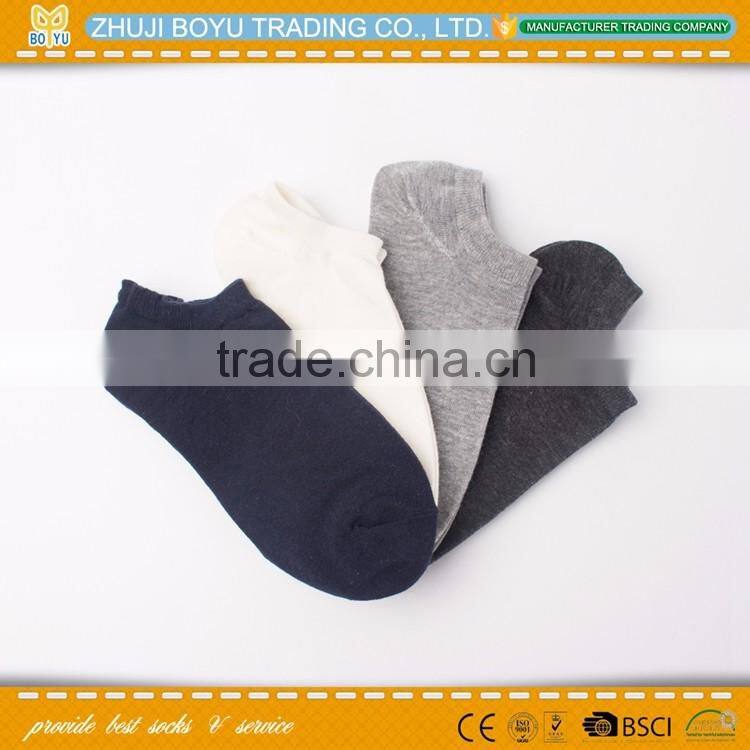 BY-160404 Hot sale men plain ankle cotton sport socks colored heel and toe custom