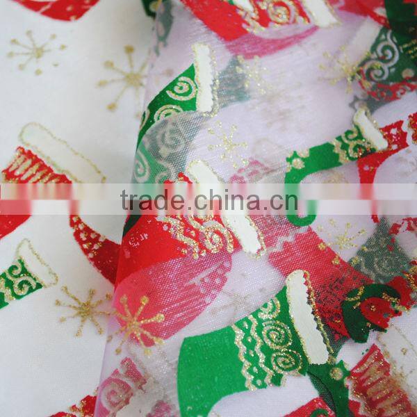 100% organza Sew Quilting Fabric Christmas Holiday Santa Clause