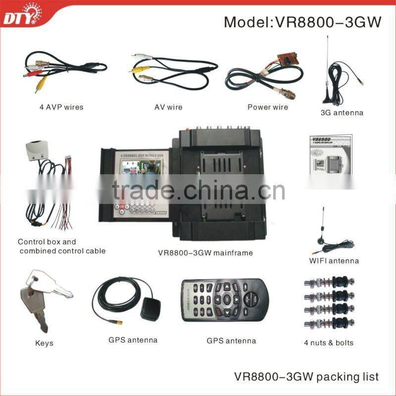 High Quality H.264 4CH Full D1 Vehicle icms software dvr with 3.5TFT Screen 3G GPS WIFI G-Sensor(optional)