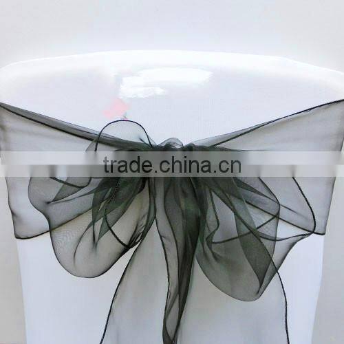 Black Chair Decoration Tie Organza Sash for Banquet