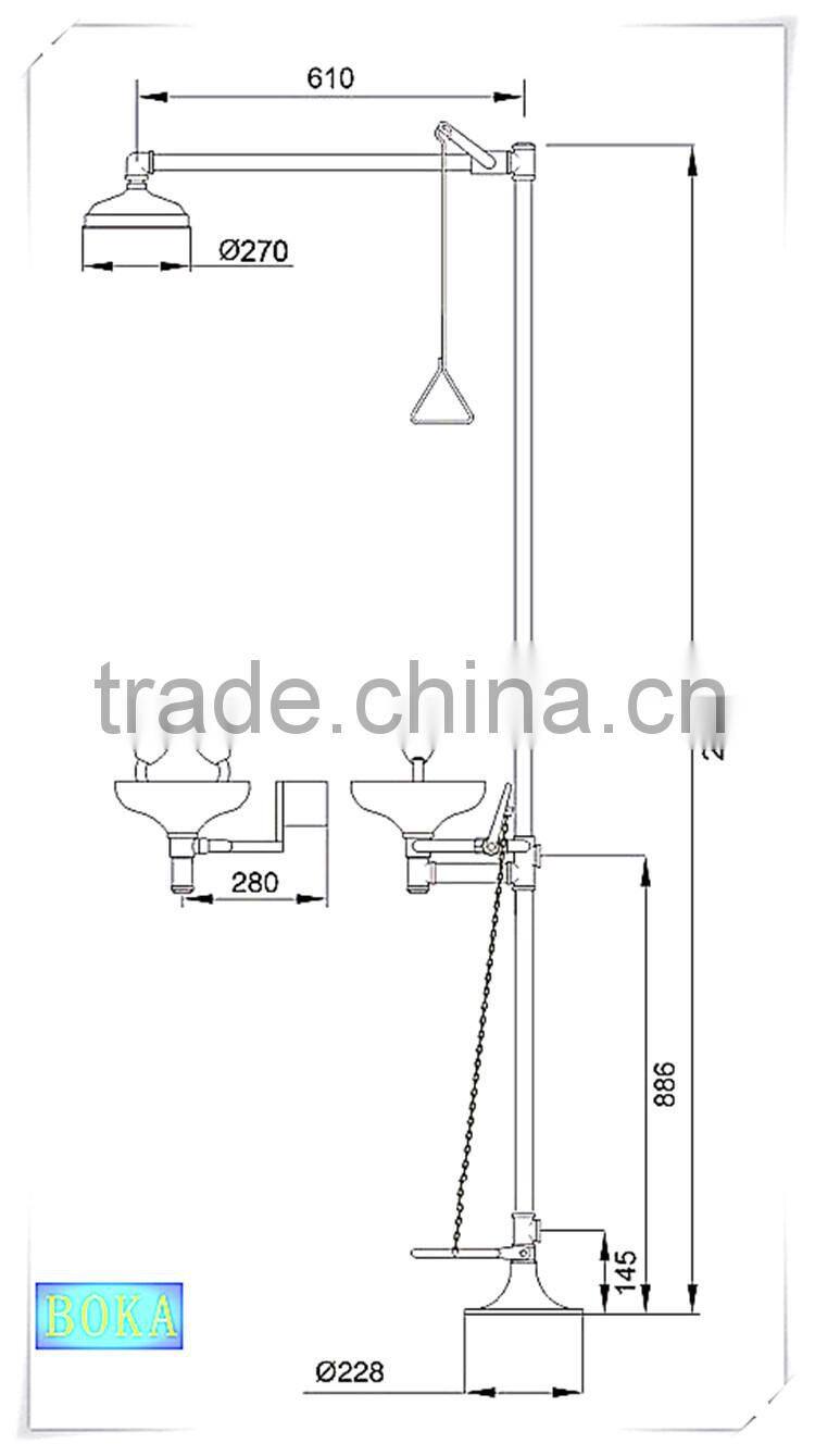 Stainless steel portable emergency eye wash shower