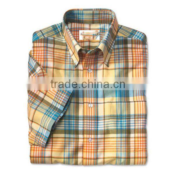 plaid cotton shirt kemeja bunga fabric for kemeja bunga/ plaid cotton shirt