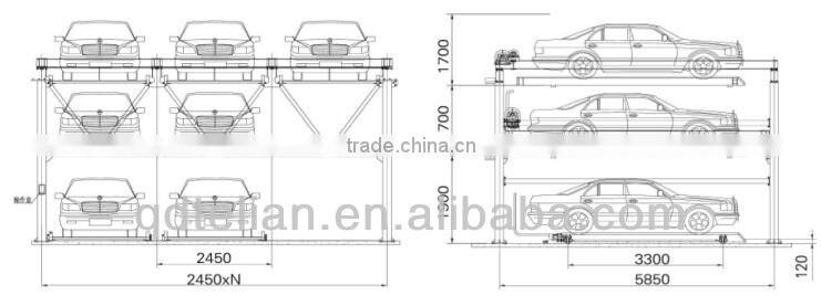 Lift-Sliding Parking System PSH3 3 floor on ground