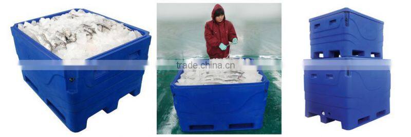 Rotomolded 1000Liter Blue LLDPE Insulated Fish Container, Seafood Processing Insulated Container