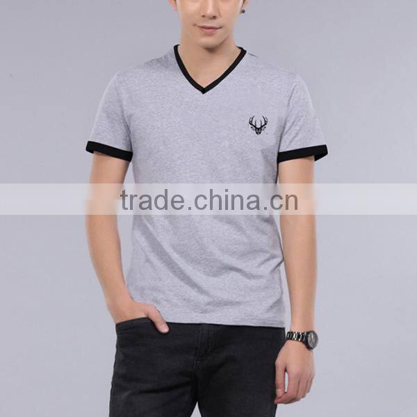 Wholesale V-neck short sleeve men t-shirts (lyt010006)