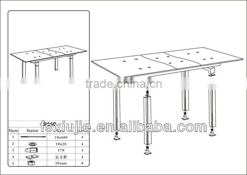 2013 Latest Modern Retractable Rectangular Glass Dining Table,Glass Mirrored Dining Room Table L806B