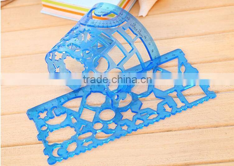 High Quality Soft 2 PCS In One Set Plastic Ruler Drawing Stencil