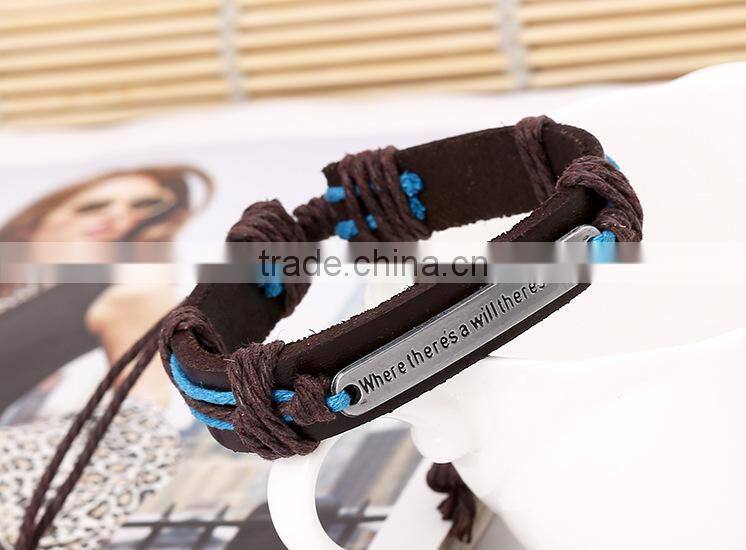 Personalized stars peace rivet leather bracelet latest design punk rock style leather bracelet for men