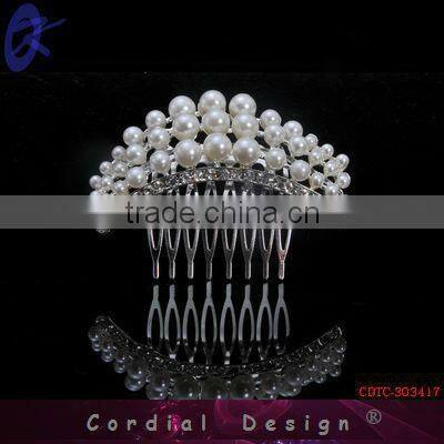 Fashionable Tiara Crown Rhinestone Hair Comb Accessory For Wholesale