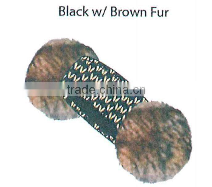 Fashion Winter promotional customized ribbed acrylic knitted headband collection with faux fur earmuff's