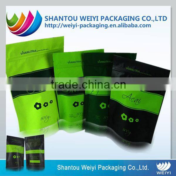 Laminated material green tea zip lock stand up pouches