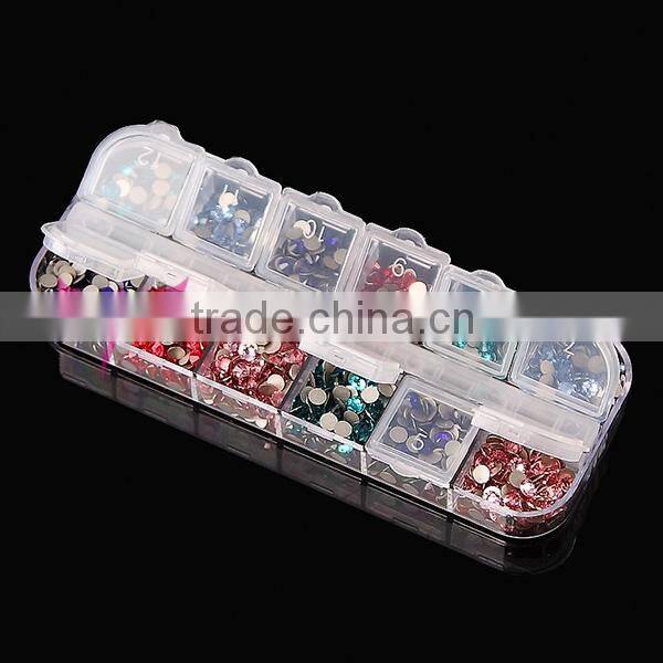 2015 Manicure nail jewellery box,hot Nail Art Rhinestone Box 12 Compartment
