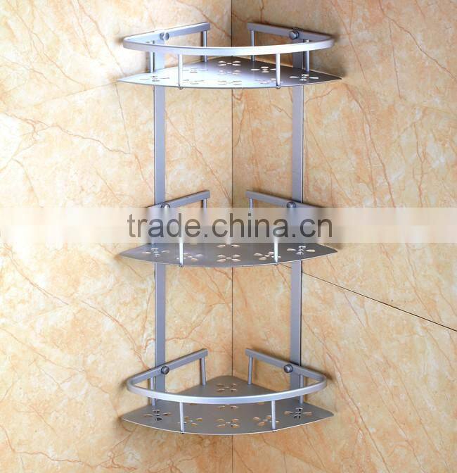 3 tier Triangle Bathroom Basket Bathroom Corner Shelf Hanger aluminum Bath Shelf Bathroom Storage Basket