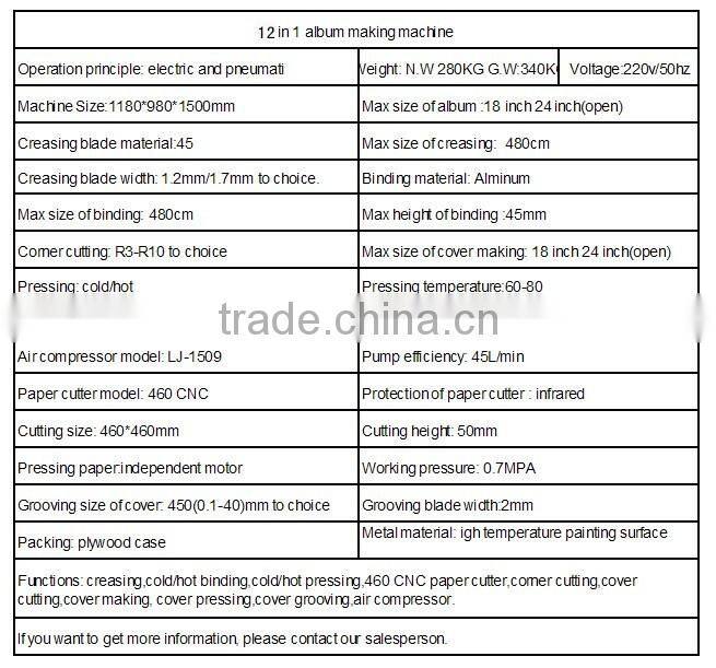 Whole photo binding hardcover book album hard cover making machine