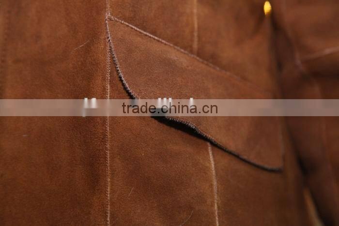 Fashion Design Double Face Shearing Lamb Fur Garment With Fox Fur Collar Detachable