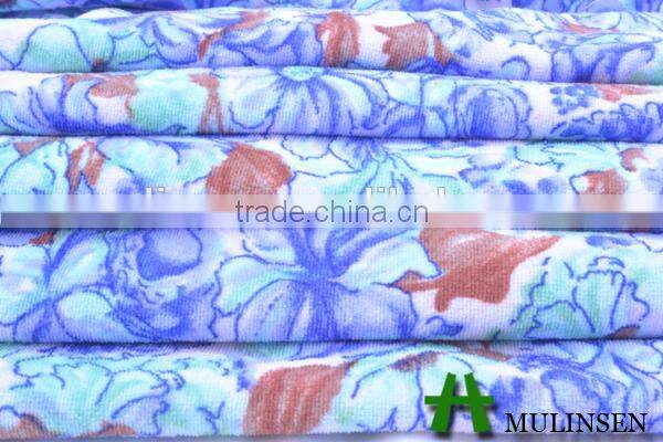 Polyester Knitted floral printing velvet fabric