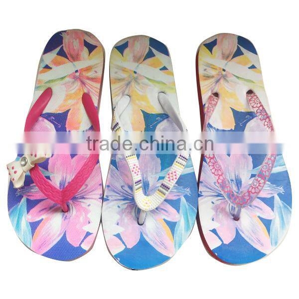 2015 stitching wedge women flip flop soft EVA flat lady slipper