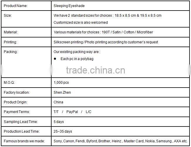 Fashion design Satin sleep blindfold eyeshade