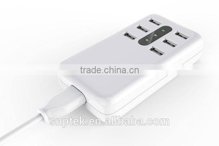 LED light Multiple USB 6 Ports 8.4A Charger Quick USB desktop Charger with crystal sticker for iPhone iPad SamsungGalaxy Pad