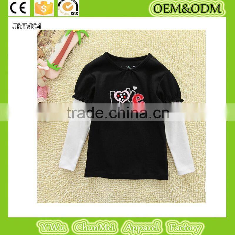 new 100%cotton t-shirt LOVE imager t shirt Winter children's T-shirt white long sleeve tee kid printed t shirt