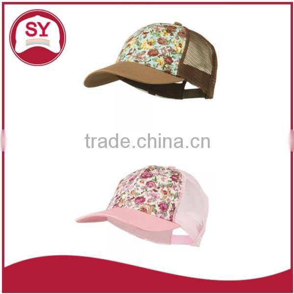 Customize Floral 5 panel Trucker Mesh Snapback Cap