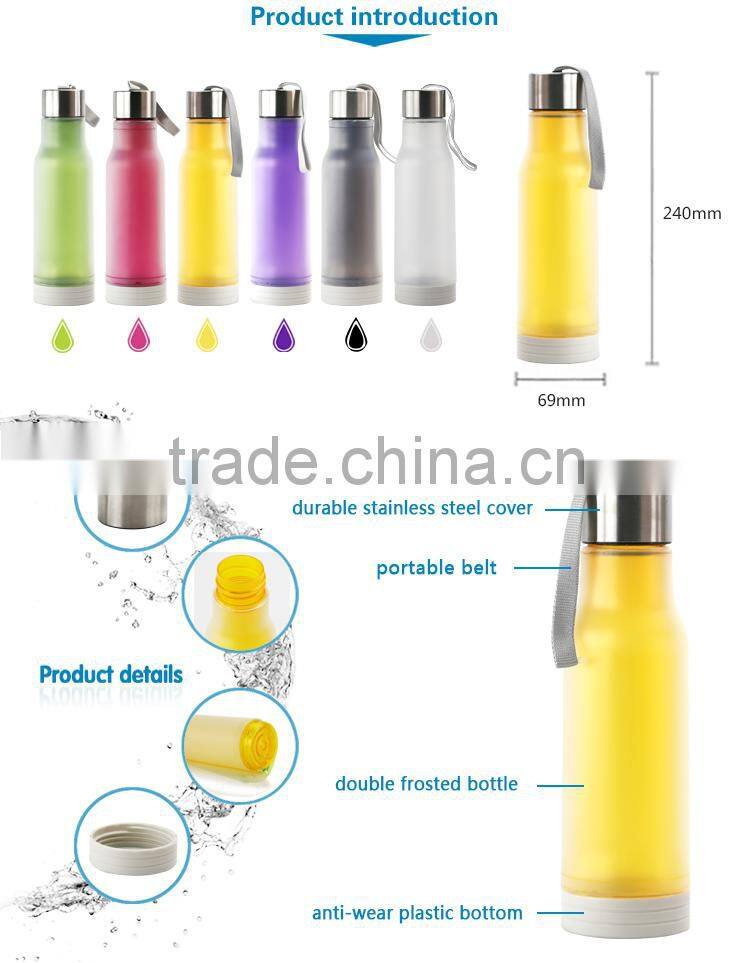 Practical leisure travel plastic frosted sport tea bottle