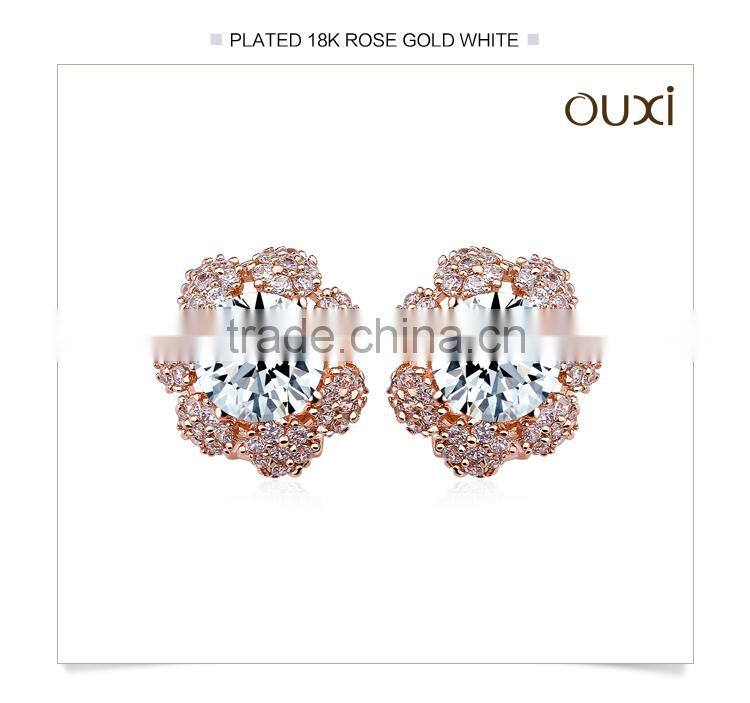 OUXI New designs wholesale changeable gold earrings made with Austria crystal