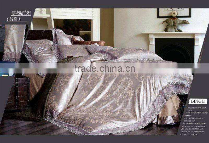 high quality Beautiful design silk cotton jacquard bedding set/ bedding set for marriage,wedding ,gift