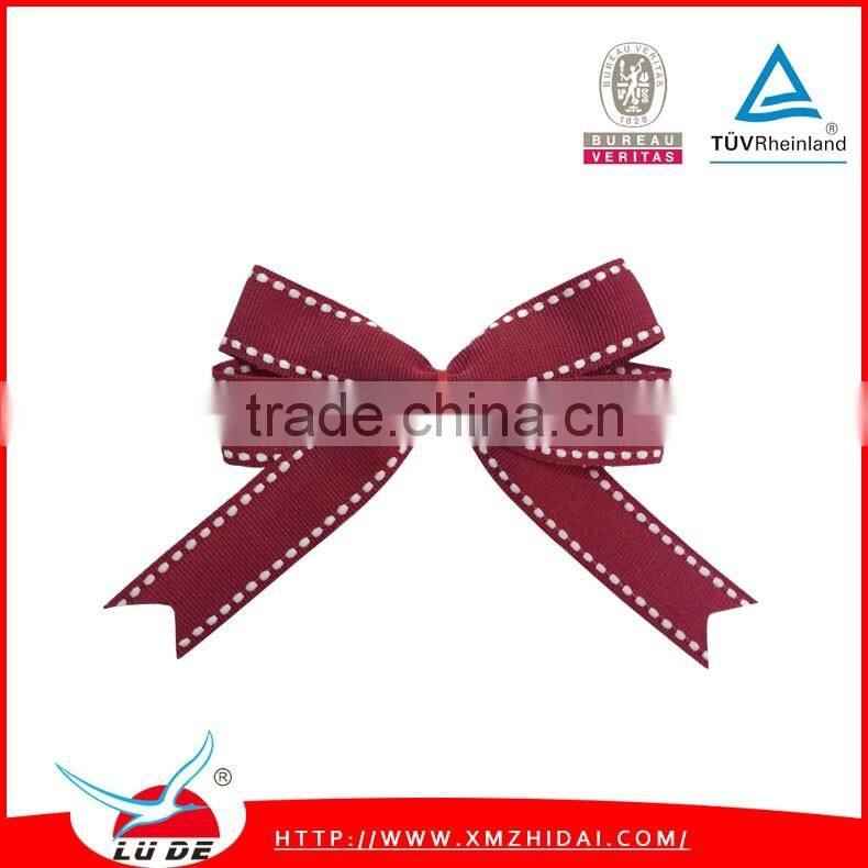 Gift packing use red pre tie hair satin ribbon bow