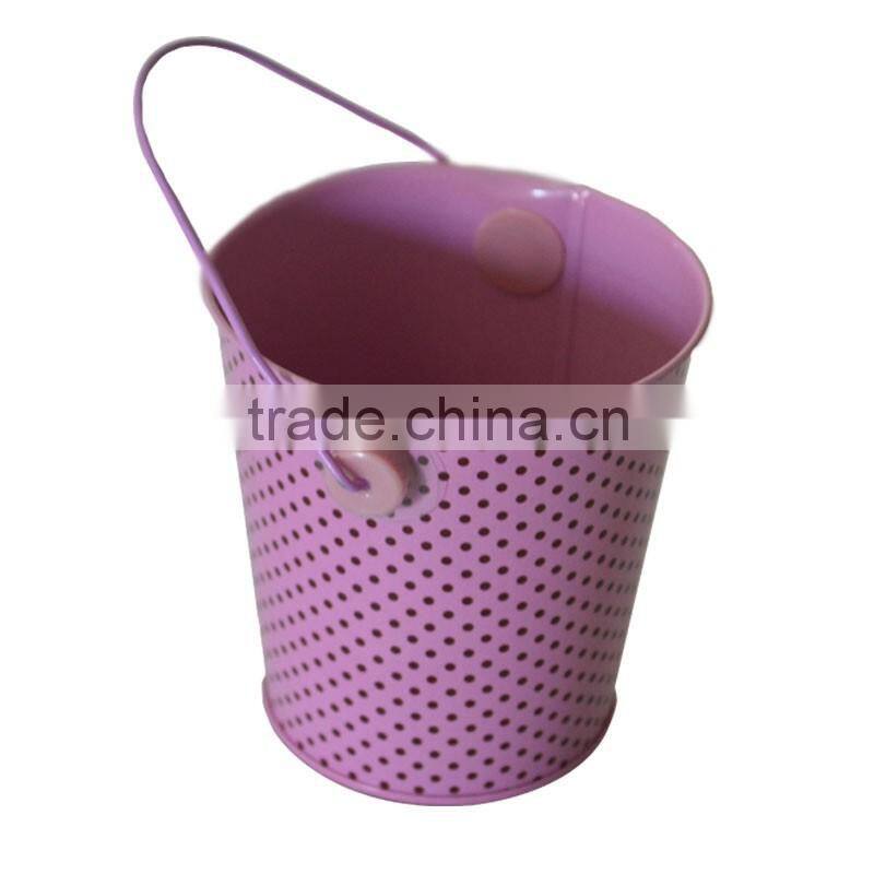 promotional beautiful printed bucket tin box with handle/bucket shape gift peicial tin box with handle/super mini tin bucket