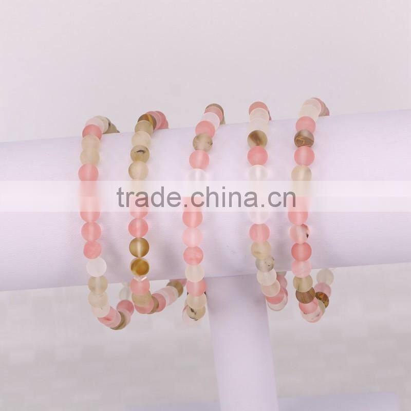 Natural Watermelon rind Striped Agate Stones Bracelets
