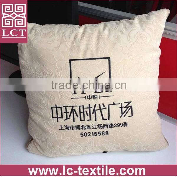 direct from factory with competitive prices and guaranteed quality fleece jacquard pillow with custom logo embroidery(LCTP0053)