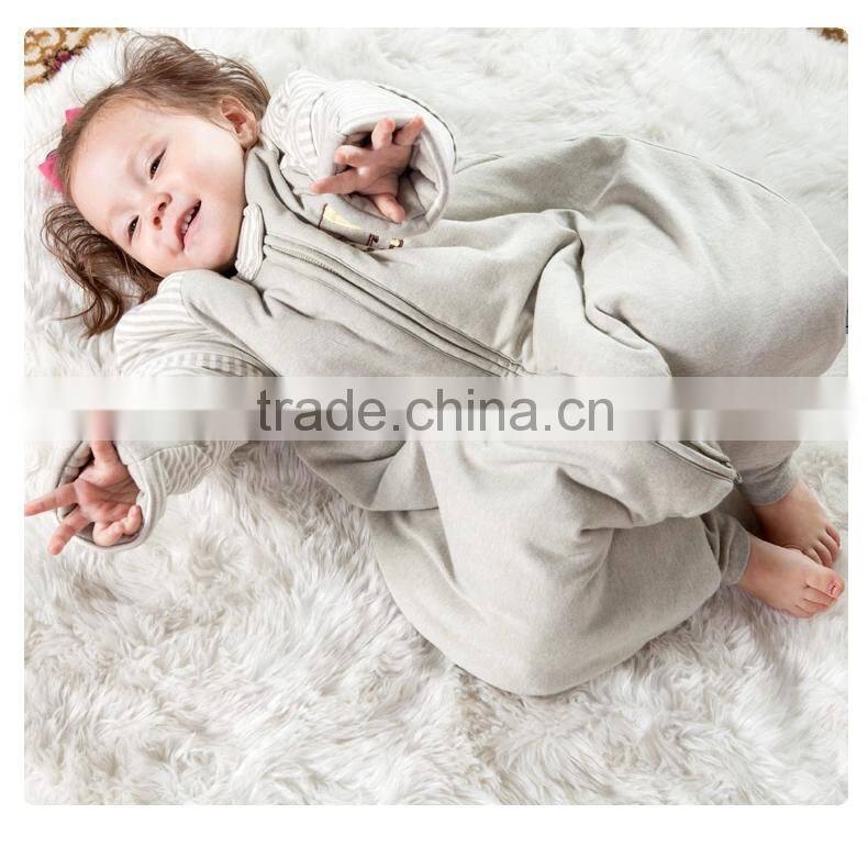 GOTS organic 100% cotton infant baby kids foot sleeping bag with Detachable sleeves for all Seasons