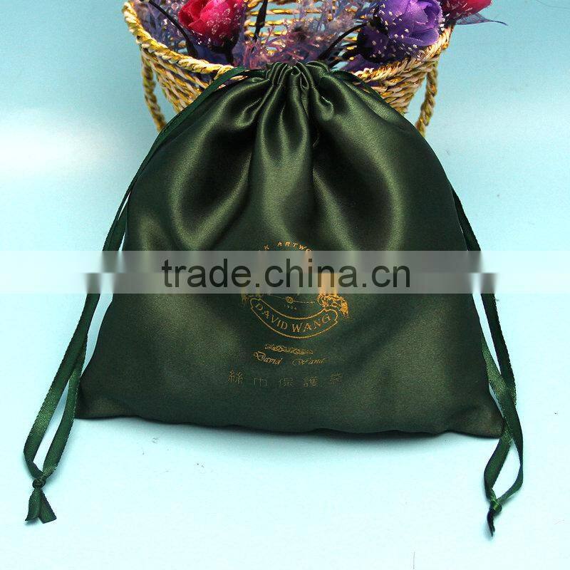 Custom satin logo printing silk jewelry bag silk drawstring bag for hair packing