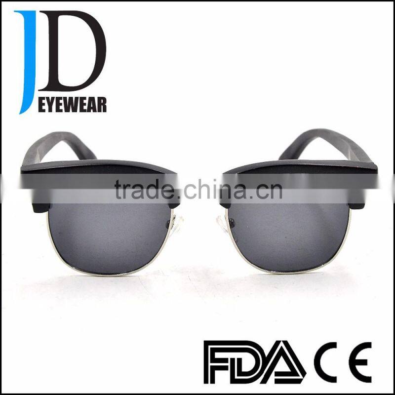 Half-Rim Ebony Wood OEM Black Natural Wooden Sunglasses