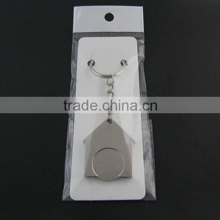 2016 promotion gifts Zinc Alloy House Trolley Coin Keychain with Agenty logo