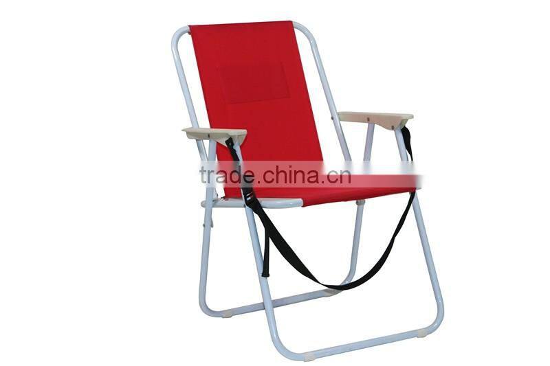Outdoor double long chair lounge chair with wooden armrest