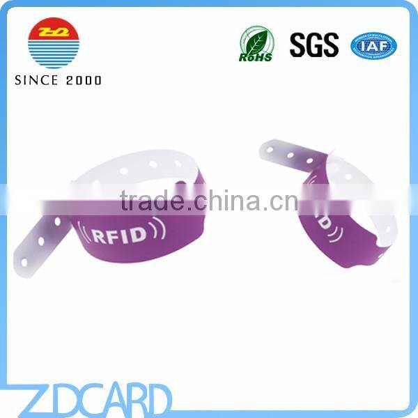 13.56 MHz M1k RFID PVC Paper Wristband For Events