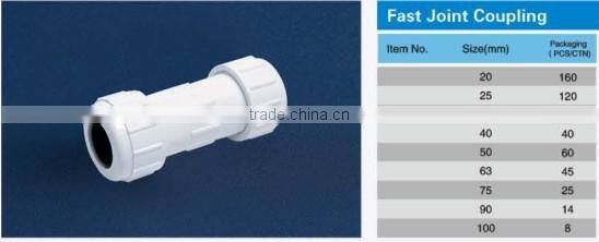 PVC Water Pipe Fittings Fast Joint Coupling