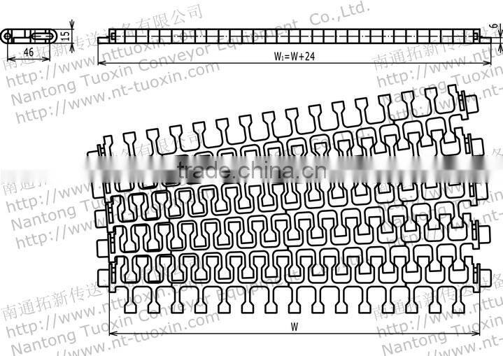 2400A Plastic Modular Radius Flush Grid Belting