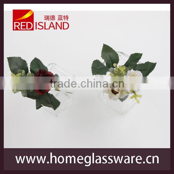 square Clear Glass Vase Flower Pot