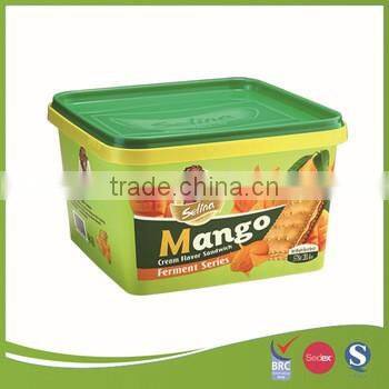 2.7L IML cookies plastic container with green lid