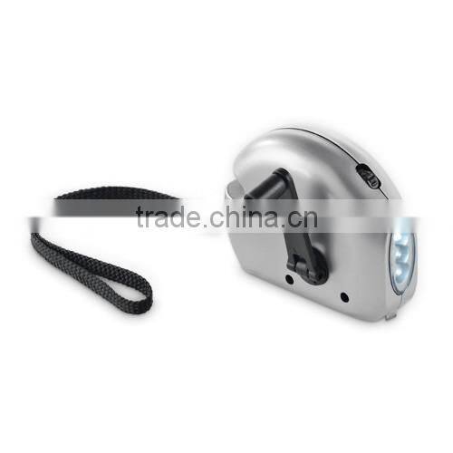 Dynamo torch with 3 LED and 1m tape measure