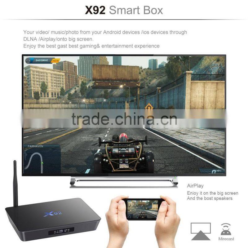Latest Amlogic S912 64bit Octa-core 2G 16G X92 S912 android 6.0 marshmallow tv box