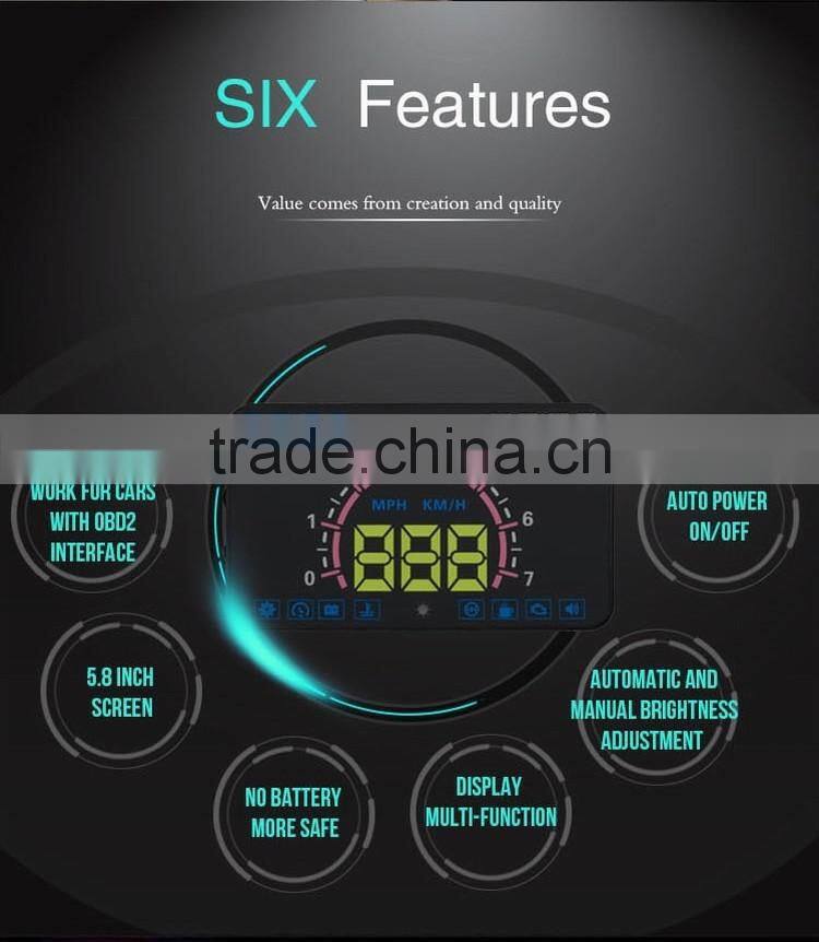 Latest Automotive E350 5.8" Inch Car OBD2 Headup LED OBD2 Display HUD