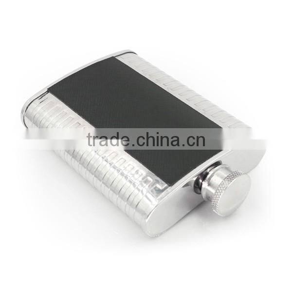 High quality 4 to 7 oz black twill leather hip flask accept OEM