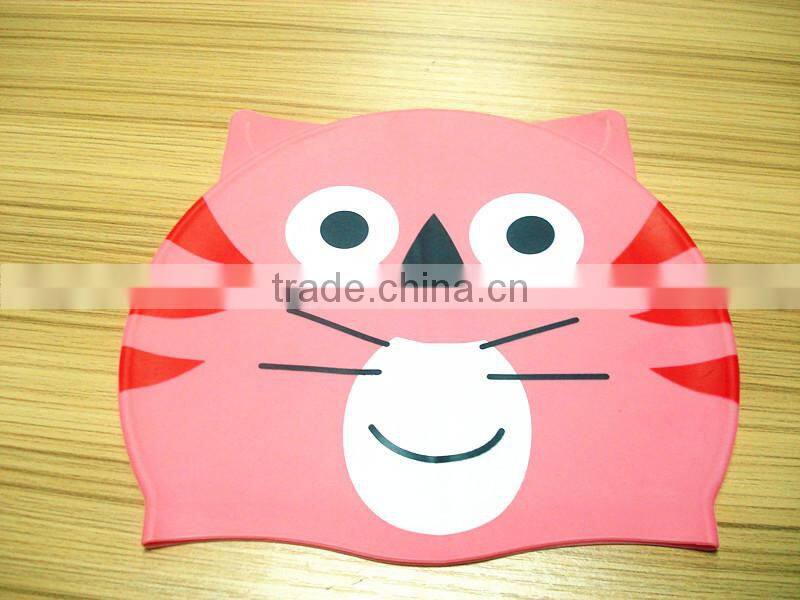 Fish design funny carton for kids/adults waterproof silicone swim caps