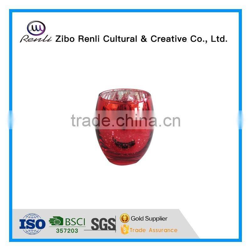 Mouth Blown Electroplated Round Glass Candle Holder for Dinner